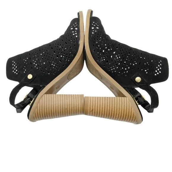 DV Dolce Vita Kassi Black Suede Slingback Peep Toe Block Heel Sandal Size 7 - Picture 12 of 16